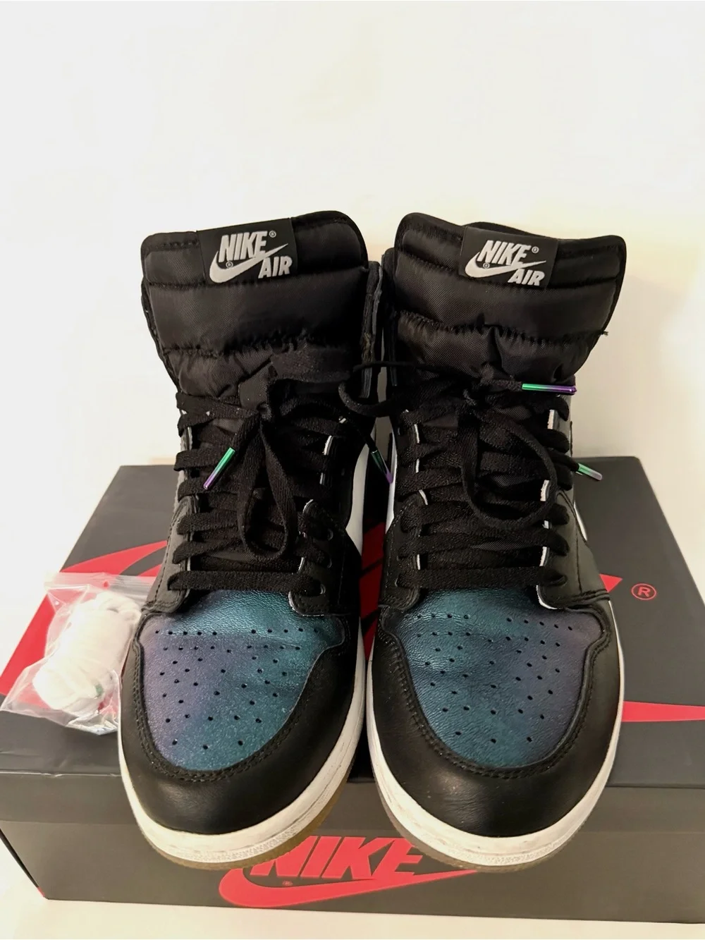 Jordan Men’s High-Top Sneakers - Black White Iridescent